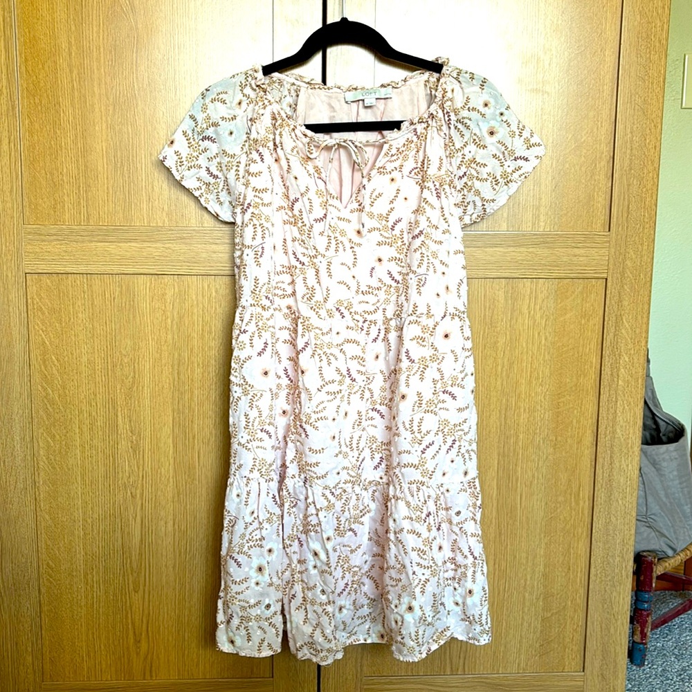 LOFT Petites Small Pink Dress with Flora